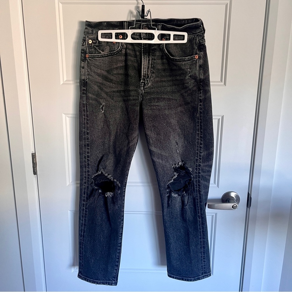 Distressed Black Mom Jeans